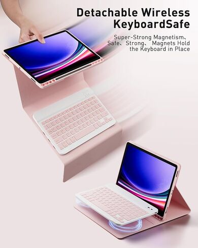 TUNKARMOR Case Keyboard for Samsung Galaxy Tab A9+ / A11+ Plus 2023/2025 11 Inch - Mouse and Detachable Magnetic Keyboard, Slim Case with S Pen Holder, Auto Sleep/Wake (Black) in Saudi Arabia