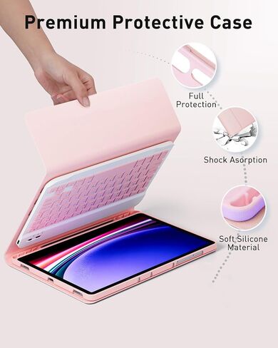 TUNKARMOR Case Keyboard for Samsung Galaxy Tab A9+ / A11+ Plus 2023/2025 11 Inch - Mouse and Detachable Magnetic Keyboard, Slim Case with S Pen Holder, Auto Sleep/Wake (Black) in Saudi Arabia