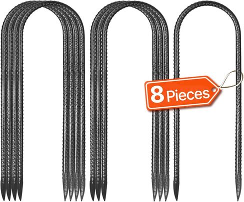 VEVOR Rebar Stakes, 16-Inch, Heavy-Duty 0.45 in Diameter, Straight Galvanized Steel Ground Anchors with Chisel Point End & Rust-Resistant Coating, for Gardening Support, Fence, Camping Tents (16-Pack) in Kuwait