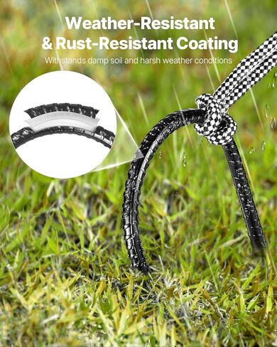 VEVOR Rebar Stakes, 16-Inch, Heavy-Duty 0.45 in Diameter, Straight Galvanized Steel Ground Anchors with Chisel Point End & Rust-Resistant Coating, for Gardening Support, Fence, Camping Tents (16-Pack) in Kuwait