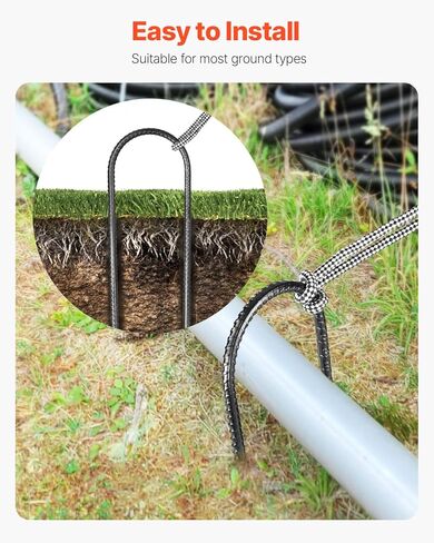 VEVOR Rebar Stakes, 16-Inch, Heavy-Duty 0.45 in Diameter, Straight Galvanized Steel Ground Anchors with Chisel Point End & Rust-Resistant Coating, for Gardening Support, Fence, Camping Tents (16-Pack) in Kuwait