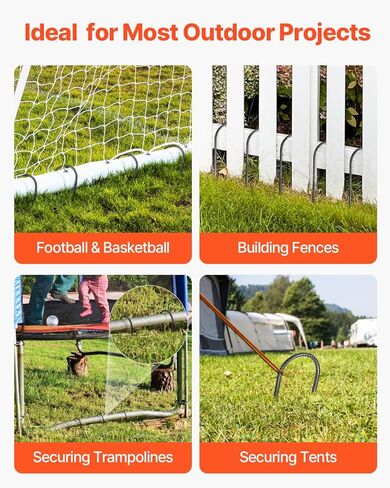 VEVOR Rebar Stakes, 16-Inch, Heavy-Duty 0.45 in Diameter, Straight Galvanized Steel Ground Anchors with Chisel Point End & Rust-Resistant Coating, for Gardening Support, Fence, Camping Tents (16-Pack) in Kuwait