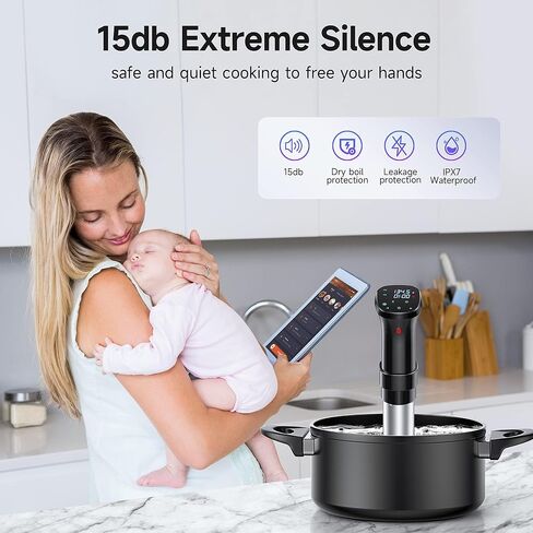 WIFI Sous Vide Machine, 1100 Watts Sous-Vide Cooker Immersion Circulator with Preset Recipes on APP, Thermal Immersion, Fast-Heating with Timer & Best Gift (black-wifi, L) in Saudi Arabia