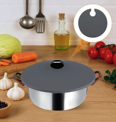 غطاء سيليكون Sous Precision Precision ، يناسب 10.5 "إلى 11" أواني متوافقة مع طهاة Vide Sous يمنع تبخر الماء والاحتفاظ بالنكهة للمخزون (رمادي) in Saudi Arabia