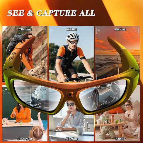 Camera Glasses 4K, 2025 Upgrade Smart Sunglasses Camera for Men, Smart Video Eyeglasses with UV400 Protection for Outdoor Sports, Cycling, Hiking, Running, Style Meets Function in Kuwait