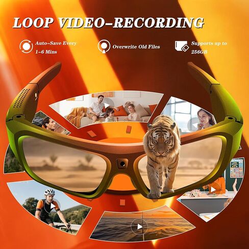 Camera Glasses 4K, 2025 Upgrade Smart Sunglasses Camera for Men, Smart Video Eyeglasses with UV400 Protection for Outdoor Sports, Cycling, Hiking, Running, Style Meets Function in Kuwait