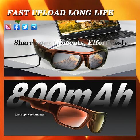 Camera Glasses 4K, 2025 Upgrade Smart Sunglasses Camera for Men, Smart Video Eyeglasses with UV400 Protection for Outdoor Sports, Cycling, Hiking, Running, Style Meets Function in Kuwait