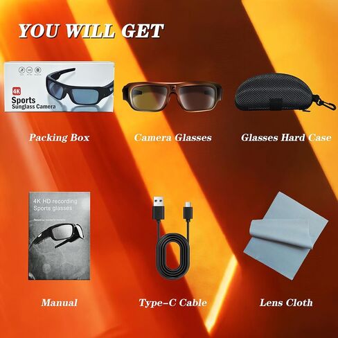 Camera Glasses 4K, 2025 Upgrade Smart Sunglasses Camera for Men, Smart Video Eyeglasses with UV400 Protection for Outdoor Sports, Cycling, Hiking, Running, Style Meets Function in Kuwait