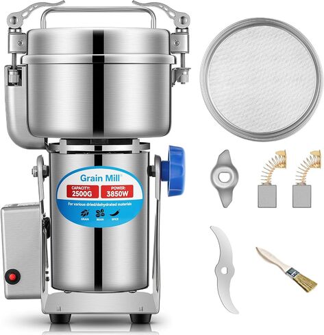 Electric Grain Mill 2500g, Swing Grain Grinder Mill, Stainless Steel Flour Mill 3750W, High-speed Spice Herb, Commercial Superfine Machine, Dry Cereals Pulverizer in Saudi Arabia
