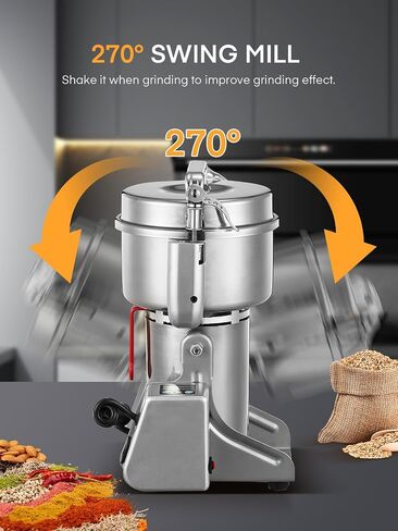 Electric Grain Mill 2500g, Swing Grain Grinder Mill, Stainless Steel Flour Mill 3750W, High-speed Spice Herb, Commercial Superfine Machine, Dry Cereals Pulverizer in Saudi Arabia