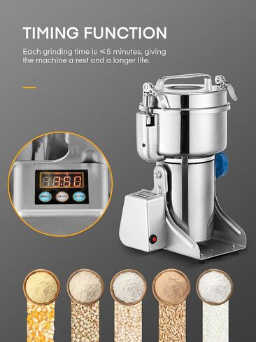 Electric Grain Mill 2500g, Swing Grain Grinder Mill, Stainless Steel Flour Mill 3750W, High-speed Spice Herb, Commercial Superfine Machine, Dry Cereals Pulverizer in Saudi Arabia