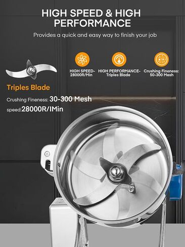 Electric Grain Mill 2500g, Swing Grain Grinder Mill, Stainless Steel Flour Mill 3750W, High-speed Spice Herb, Commercial Superfine Machine, Dry Cereals Pulverizer in Saudi Arabia