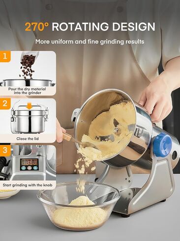 Electric Grain Mill 2500g, Swing Grain Grinder Mill, Stainless Steel Flour Mill 3750W, High-speed Spice Herb, Commercial Superfine Machine, Dry Cereals Pulverizer in Saudi Arabia