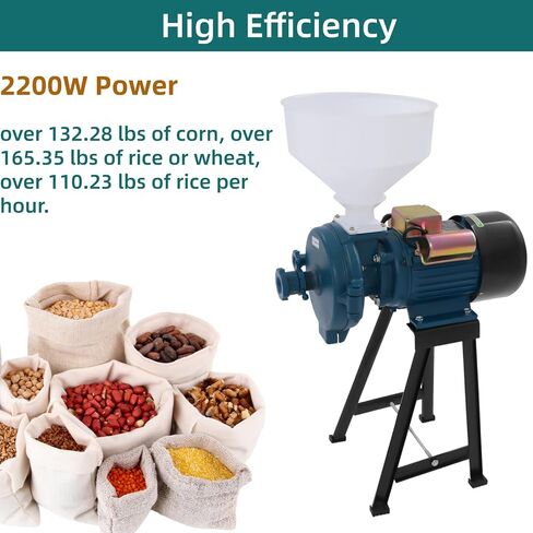 Commercial Electric Grain Grinder, 3000W Mill Grinder, Blue Galvanized Cast Iron Corn Mill with Funnel for Dry Cereals, Wheat, and Feed in Kuwait