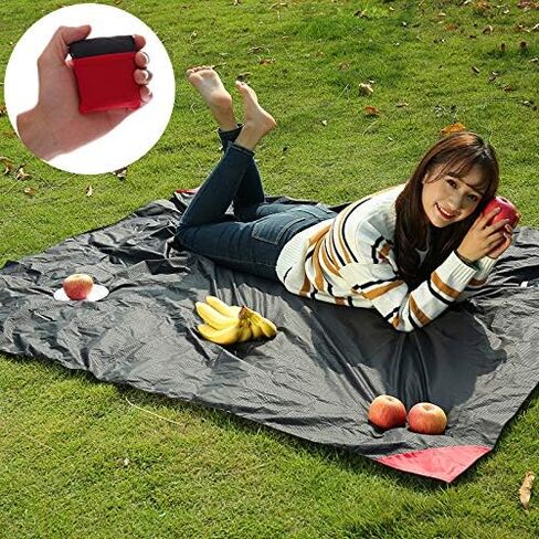 Pocket Blanket - Foldable Waterproof Picnic Mat, Ultra-Light PE Material (59" x 43"), Portable & Dirt-Resistant, Packs to 5.1" x 3.9" x 1.2" Red in Saudi Arabia