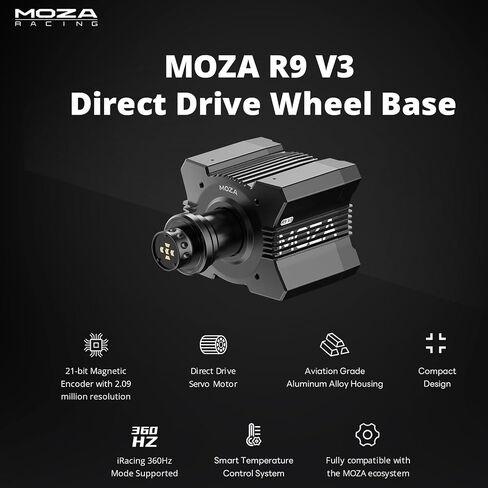 Moza R9 V3 Direct Drive Drive Servo Sim Racing Wheel Base ، 9NM FFB Force Feedbook Resident Wheel Rual in Kuwait