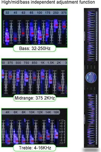 22 Band Audio Equalizer ، يعادل المعادل الرسومي Stereo HIFI مع 10 تأثيرات مسبقًا ، وقناة ثنائية القناة 1U حامل ، تقليل الضوضاء التلقائي ، المعادل الرقمي الصوتي لتسجيل استوديو in Kuwait