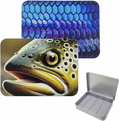 Aventik 2 Pack Compact Metal Fly Flish Flies Flies Case Lightweight Tinplate مع فتحات السيليكون تتناسب مع تخزين ذبابة رطبة وجافة ، منظم معالجة في الهواء الطلق (المجموعة ب) in Kuwait
