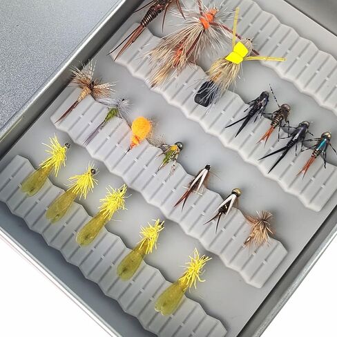 Aventik 2 Pack Compact Metal Fly Flish Flies Flies Case Lightweight Tinplate مع فتحات السيليكون تتناسب مع تخزين ذبابة رطبة وجافة ، منظم معالجة في الهواء الطلق (المجموعة ب) in Kuwait