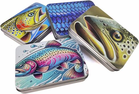 Aventik 2 Pack Compact Metal Fly Flish Flies Flies Case Lightweight Tinplate مع فتحات السيليكون تتناسب مع تخزين ذبابة رطبة وجافة ، منظم معالجة في الهواء الطلق (المجموعة ب) in Kuwait