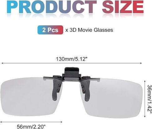 Meccanixity 2 PCS Clip-On 3D Classes ، Framular Dircular Dircular 3D Classes Frame for Anaglyph Movies Theatre Games Photo Photo Photo Projector in Saudi Arabia