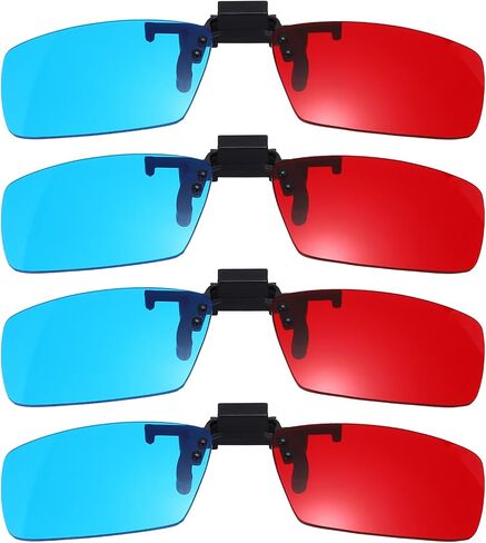 Meccanixity 4pcs نظارات Red Blue/Cyan 3D Clip-On ، ANAGLYPH 3D نظارات شنق in Saudi Arabia