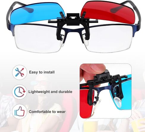 Meccanixity 4pcs نظارات Red Blue/Cyan 3D Clip-On ، ANAGLYPH 3D نظارات شنق in Saudi Arabia