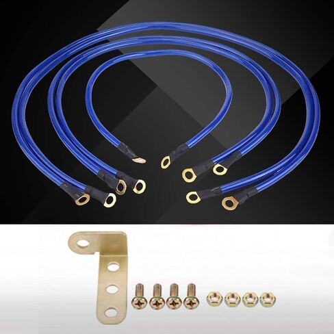 5PCS Ground Wire, Universal Car Grounding Kit, 5-Point Auto Car Earth Cable, PVC Car Grounding Wire Kit Accessories, Engine Earth Cables Automotive Replacement Parts (Blue) in Saudi Arabia
