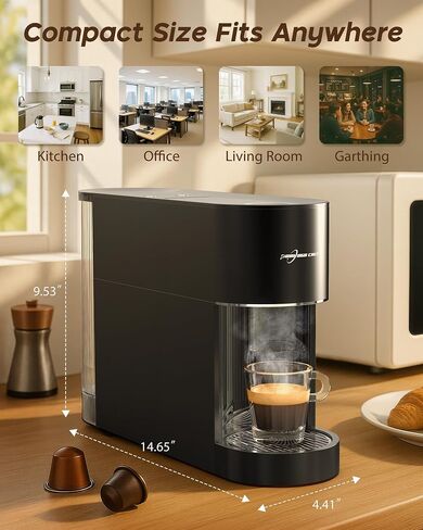 آلة قهوة إسبرسو ، متوافقة مع قرون Nespresso الأصلية ، ملمس واحد مع منطقة المشروب المضيئة ، 20 شريط مضخة ، 33.8 أوقية دبابة قابلة للإزالة ، تصميم مضغوط ، CM-C07-A in Kuwait