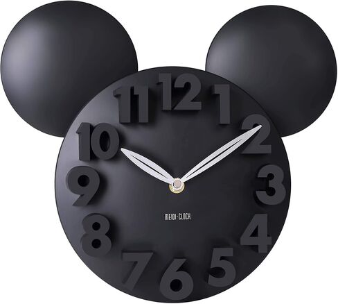 ساعة حائط بمفهوم ميكي ماوس من MEIDI CLOCK - أرقام ثلاثية الأبعاد، حركة كوارتز صامتة، 12 بوصة أسود على أحمر in Saudi Arabia