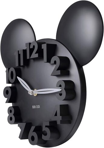 ساعة حائط بمفهوم ميكي ماوس من MEIDI CLOCK - أرقام ثلاثية الأبعاد، حركة كوارتز صامتة، 12 بوصة أسود على أحمر in Saudi Arabia