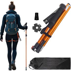 Collapsible Trekking Poles,7075 Aluminum Adjustable 43.3"-51.2" Hiking Poles, Quick-Lock Design,Walking Sticks for Hiking/Camping/Travel,1pc(Matte Orange) in Saudi Arabia