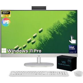 HP 27 "شاشة تعمل باللمس All-In-One-Windows 11 Pro PC للأعمال والمنزل ، عرض LED مضاد لـ FHD ، 27 بوصة ، Entel 12-Core Ultra 7 155U ، ارتفاع قابل للتعديل ، كاميرا FHD IR ، 16 جيجابايت DDR5 | 1 TB SSD in Kuwait