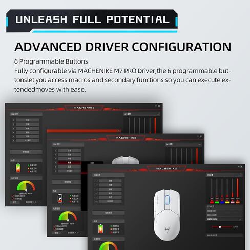 Machenike Wireless Gaming Mouse ، 26،000 dpi ، مستشعر PAW3395 ، RGB الخلفية ، تصميم مريح ، 6 أزرار قابلة للبرمجة ، عمر بطارية طويل ، فئران ذات إضاءة بيضاء متوفرة مع الكمبيوتر الشخصي ، MAC ، MAC in Kuwait