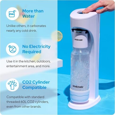 شهية مشروب Omnifizz Water Water و Soda Maker ، كربونات أي مشروب ، حزمة Ultimate - تشمل ثلاثة أسطوانات 60 لتر ثاني أكسيد الكربون ، وزجاجتان كربنة ، و fizz Infuser (أسود غير لامع) in Kuwait