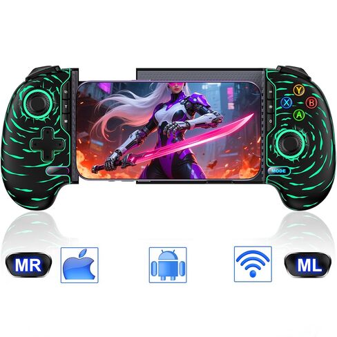 Game Controller for iPhone Android,Programmable Gaming Controller for iPhone w Hall Joystick,800mAh Phone Controller for iPhone iOS Support Xbox Cloud,Steam Link,Call of Duty (Black Crackle) in Kuwait