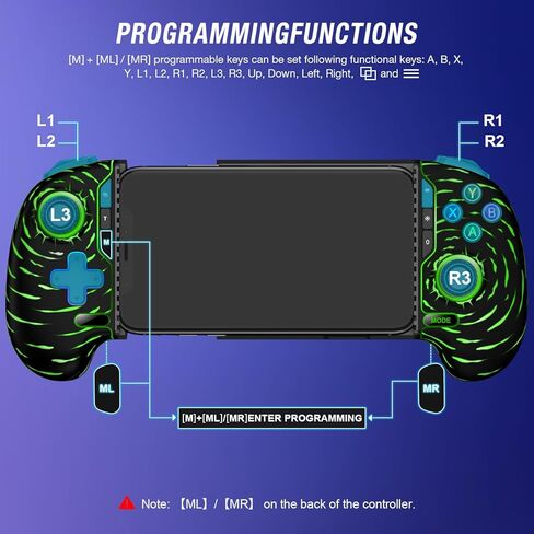 Game Controller for iPhone Android,Programmable Gaming Controller for iPhone w Hall Joystick,800mAh Phone Controller for iPhone iOS Support Xbox Cloud,Steam Link,Call of Duty (Black Crackle) in Kuwait