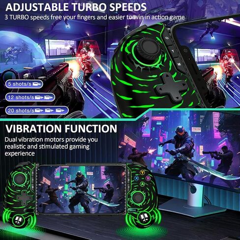 Game Controller for iPhone Android,Programmable Gaming Controller for iPhone w Hall Joystick,800mAh Phone Controller for iPhone iOS Support Xbox Cloud,Steam Link,Call of Duty (Black Crackle) in Kuwait