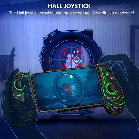 Game Controller for iPhone Android,Programmable Gaming Controller for iPhone w Hall Joystick,800mAh Phone Controller for iPhone iOS Support Xbox Cloud,Steam Link,Call of Duty (Black Crackle) in Kuwait