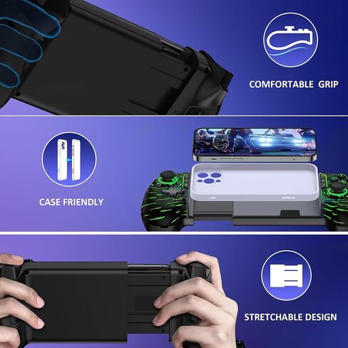 Game Controller for iPhone Android,Programmable Gaming Controller for iPhone w Hall Joystick,800mAh Phone Controller for iPhone iOS Support Xbox Cloud,Steam Link,Call of Duty (Black Crackle) in Kuwait