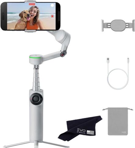 Insta360 Flow 2 Pro Grey- مثبت على الهواتف الذكية التي تعمل بنظام AI ، تتبع تتبع الهاتف gimbal ، 200+ تتبع التطبيقات مع Apple Dockkit ، تثبيت 3 محاور ، ثلاثي القوائم المدمجة/عصا شخصية ، محمولة وقابلة للطي ، in Saudi Arabia
