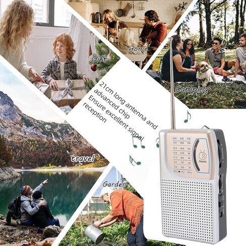 GOWENIC Portable AM SW FM Radio, 3 Band Pocket Radio with Clip, Built in Speaker, Excellent Reception, Rechargeable Battery Operated, for Home Outdoor Walking (Black) in Saudi Arabia