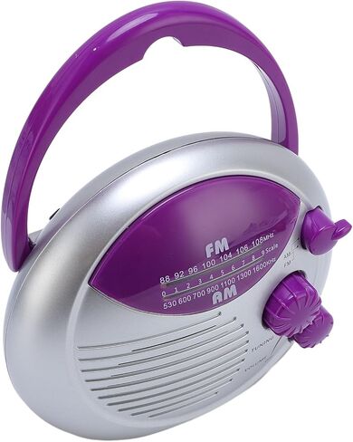 ASHATA Shower Radio, Hanging Shower Radio with Built in Speaker and Volume Control, for Bathroom Kitchen Outdoor, FM AM Radio Portable Compact ABS IPX4, 3 AA Batteries in Saudi Arabia