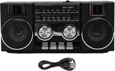 Heayzoki Portable FM AM SW Radio, 4 in 1 Full Band Radio with RGB Bluetooth Speaker, Clear Sound Quality, Dual 5W Drivers, Type C Charging, Lightweight for Garden Park Bathroom (Black) in Saudi Arabia
