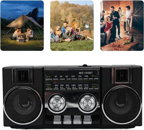 Heayzoki Portable FM AM SW Radio, 4 in 1 Full Band Radio with RGB Bluetooth Speaker, Clear Sound Quality, Dual 5W Drivers, Type C Charging, Lightweight for Garden Park Bathroom (Black) in Saudi Arabia