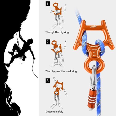 30kn Figure 8 Descender 7075 Aluminium alloy belaying heavice و rappelling device tree tree for Rockbing Arborist Arborist Rescue Aerial Work Yoga 8-13mm ropes in Kuwait
