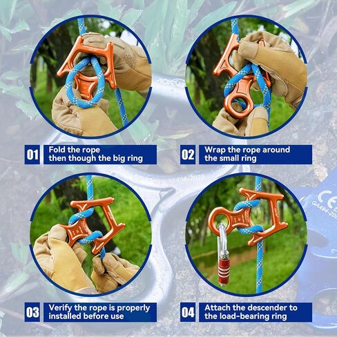 30kn Figure 8 Descender 7075 Aluminium alloy belaying heavice و rappelling device tree tree for Rockbing Arborist Arborist Rescue Aerial Work Yoga 8-13mm ropes in Kuwait