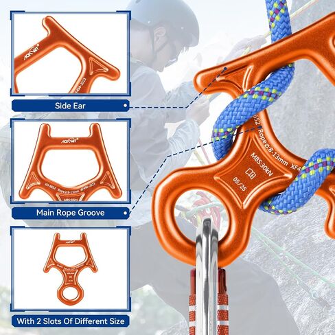 30kn Figure 8 Descender 7075 Aluminium alloy belaying heavice و rappelling device tree tree for Rockbing Arborist Arborist Rescue Aerial Work Yoga 8-13mm ropes in Kuwait