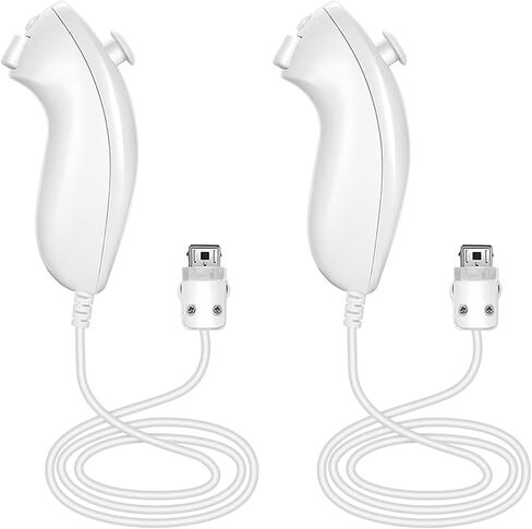 ANGUANSE Wii Nunchuck 2 Pack Nunchuck Controller Joystick Gamepad Replacement for wii Controller Nunchuck, Compatible with Wii Video Game Gamepads (White) in Saudi Arabia
