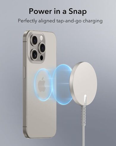 ESR for MagSafe Charger 15W Wireless Charger for iPhone 16 Pro Max/16 Pro/16/16 Plus/15/14/13/12 Apple Magnetic Charging Pad for AirPods 4/3/Pro/Pro 2 Galaxy S25 Series with Dual USB A/C Ports, Silver in Saudi Arabia